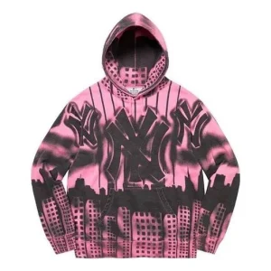 Supreme x New York Yankees Airbrush Hooded Sweatshirt 'Pink Black' SUP-FW21-153