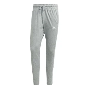 adidas Essentials Single Jersey Asia Sizing Tapered Open Hem 3-Stripes Pants 'Grey' IC0046