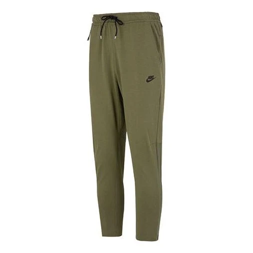 Men's Nike Solid Color Logo Training Fleece Bundle Feet Sports Pants/Trousers/Joggers Military Green DM6592-222