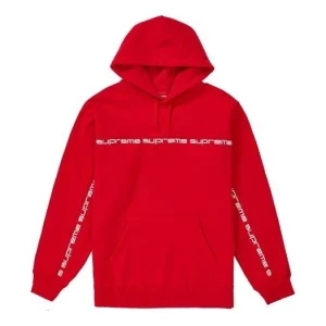 Supreme FW18 Text Stripe Hoodie 'Red' SUP-FW18-962