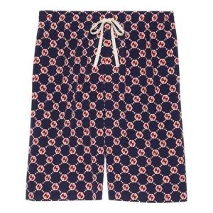 Gucci GG Hexagon Silk Crepe Shorts 'Blue Ivory' 654859-ZAF9W-4759