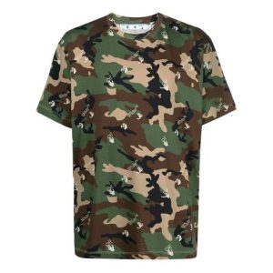 Off-White SS21 Cozy Camouflage Pattern Short Sleeve Loose Fit Camouflage OMAA038S21JER0165600
