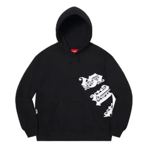 Supreme Old English Wrap Hooded Sweatshirt 'Black White' SUP-SS21-826