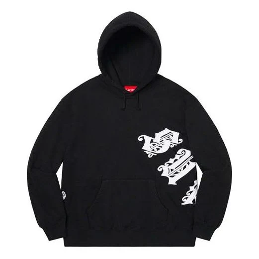 Supreme Old English Wrap Hooded Sweatshirt 'Black White' SUP-SS21-826