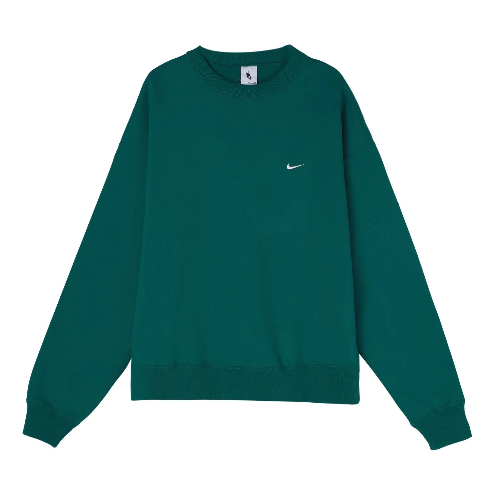 Men's Nike Lab Fleece Crew Solid Color Plush Stay Warm Sports Round Neck Pullover Green DA0318-340