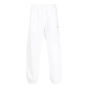 Men's Off-White FW22 Logo Printing Bundle Feet Sports Pants/Trousers/Joggers Version White OMCH029F22FLE0080110