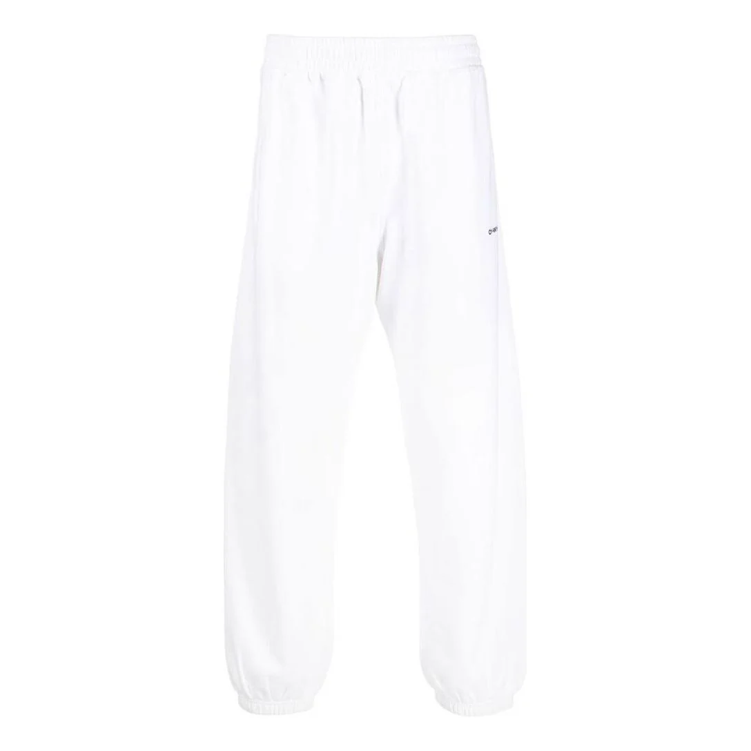 Men's Off-White FW22 Logo Printing Bundle Feet Sports Pants/Trousers/Joggers Version White OMCH029F22FLE0080110