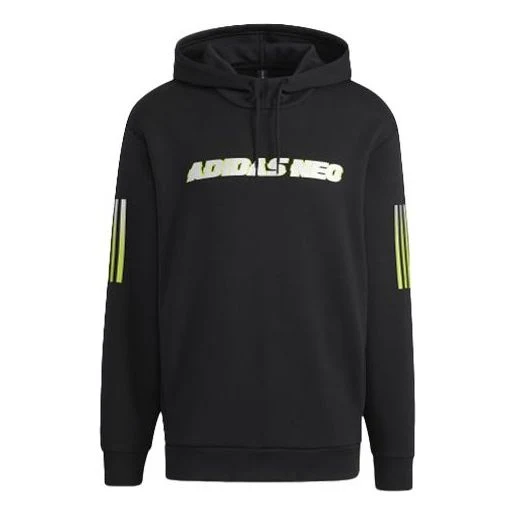 Men's adidas neo Logo Printing Stripe Sports Loose Black H45192