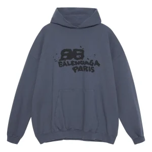 Balenciaga Hand-Drawn BB Icon Hoodie Large Fit 'Blue' 620973TNVQ14183