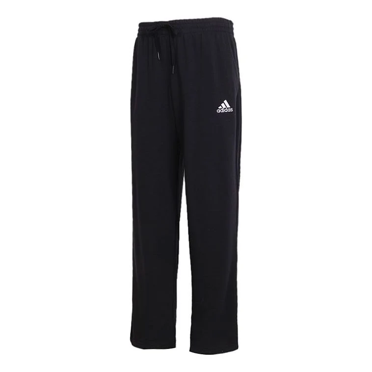 adidas Solid Color logo Casual Sports Elastic Waistband Long Pants Black GK9273