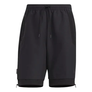 Men's adidas Solid Color Pocket Lacing Sports Shorts Black HE6604