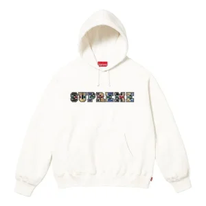 Supreme FW23 Week4 Collegiate Patchwork Leather Hoodie 'White' SUP-FW23-084