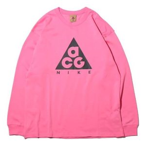 Men's Nike x ACG Basic logo Long Sleeves Red T-Shirt 'Lotus Pink Black' BQ7203-662