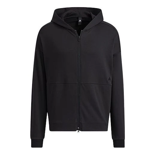 Men's adidas Sports Hooded Zipper Jacket Black HD0079