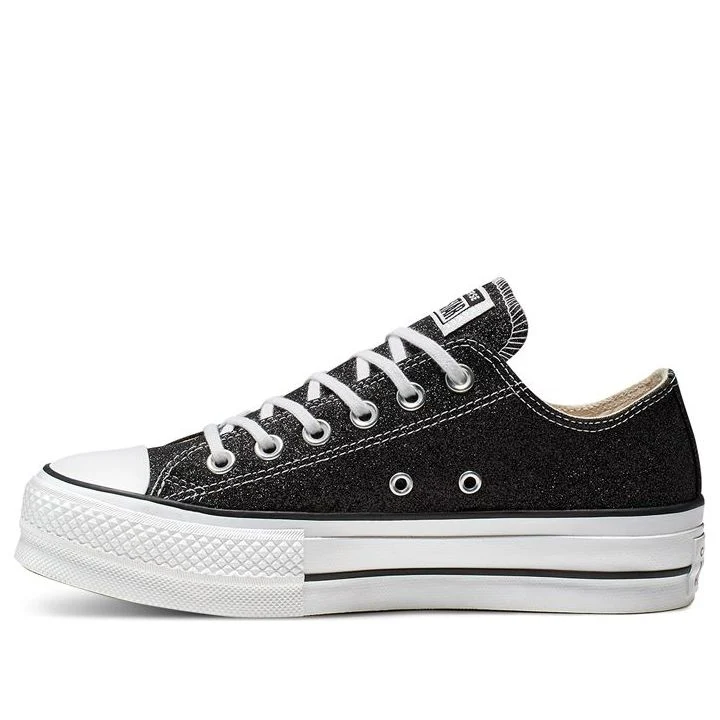(WMNS) Converse Chuck Taylor All Star Lift Glitter Low Top Thick Sole 'Black White' 566282C