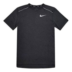 Nike Dri-fit Quick Dry Reflective Casual Sports Running Short Sleeve Black CU0327-010