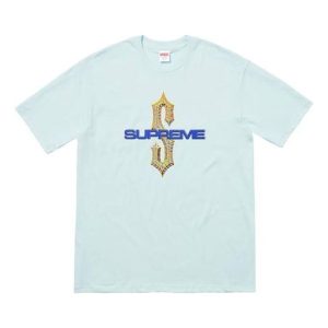 Supreme SS18 Diamonds Tee Pale Blue Diamond Printing Short Sleeve Unisex SUP-SS18-0113