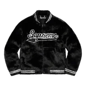 Supreme Faux Fur Varsity Jacket 'Black White' SUP-SS20-024