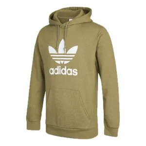 Men's adidas originals Trefoil Hoody Large Logo Printing Sports Green HE4952