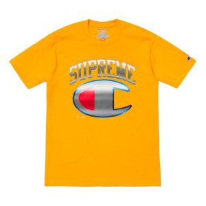 Supreme SS19 x Champion Chrome S/S Top Crossover Short Sleeve Unisex Gold Color SUP-SS19-10253
