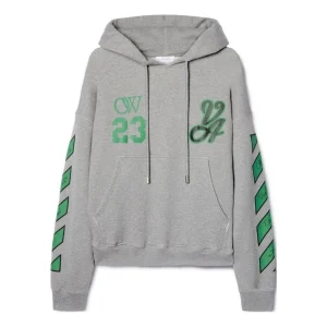 Off-White SS24 Varsity Skate Hoodie 'Melange Grey College Green' OMBB085S24FLE0140655