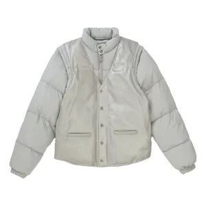Supreme FW18 Schott Down Leather Vest Puffy 'Grey' SUP-FW18-1228