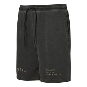 PUMA x Kidsuper Studios Crossover Logo Alphabet Embroidered Distress Drawstring Sports Shorts Black 531854-01