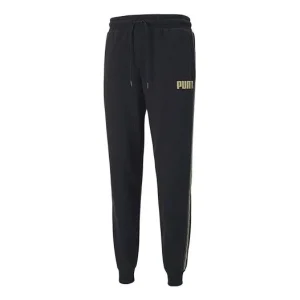 PUMA Metallic Nights Tape logo Printed Knitting Sports Trouser Men Black 587142-01