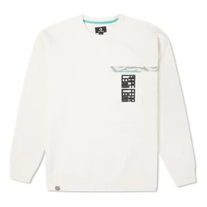 Men's Converse New Year Series Chest Pocket Fleece Lined Round Neck Pullover Milk White 10024156-A01
