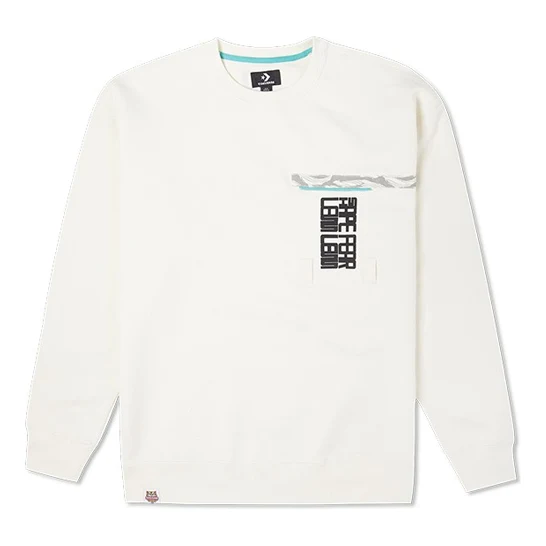 Men's Converse New Year Series Chest Pocket Fleece Lined Round Neck Pullover Milk White 10024156-A01