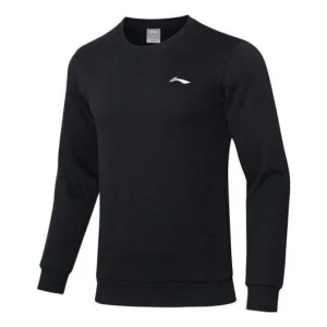 Li-Ning Training Series Solid Color Fleece Lined Stay Warm Round Neck Pullover 'Black' AWDRF59-4