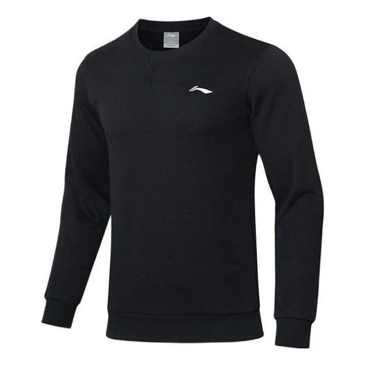 Li-Ning Training Series Solid Color Fleece Lined Stay Warm Round Neck Pullover 'Black' AWDRF59-4