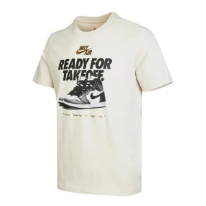 Air Jordan Alphabet Shoe Printing Round Neck Casual Short Sleeve White DV9719-104
