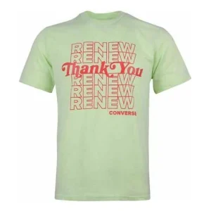 Men's Converse Renew Alphabet Printing Short Sleeve Green 10019649-A01