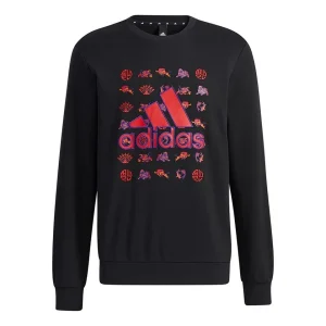 adidas Cny Gfx Swt Un Logo Printing Round Neck Pullover Sports Black GR2125