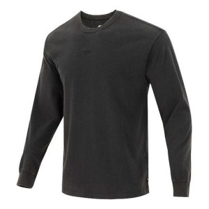 Men's Nike Solid Color Small Logo Round Neck Long Sleeves Black T-Shirt DJ1583-010