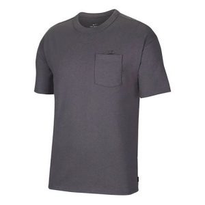Men's Nike Sportswear Essential Pocket Embroidered Logo Sports Round Neck Short Sleeve Dark Grey T-Shirt DB3250-021
