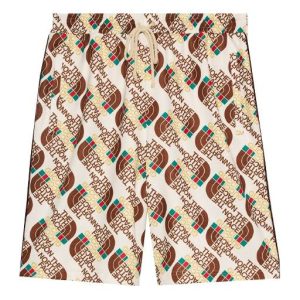 Men's Gucci x THE NORTH FACE Crossover SS21 Webbing Printing Plain Weave Knit Shorts Ivory 651333-XJDCE-9141