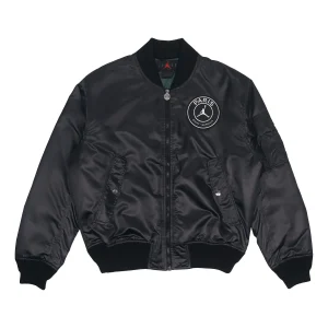 Men's Air Jordan Paris Saint-Germain MA-1 Casual Sports Alphabet Solid Color Padded Clothes Black DB6493-010
