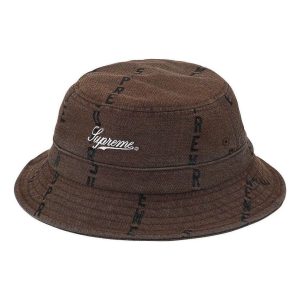 Supreme Logo Stripe Jacquard Denim Crusher 'Brown Black White' SUP-FW20-191