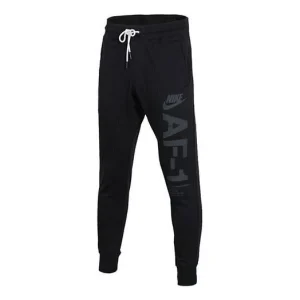 Men's Nike AF-1 Printing Knit Windproof Bundle Feet Long Pants/Trousers Black AH2031-010