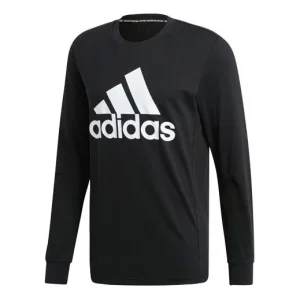 adidas Sports Breathable Round-neck Long-sleeve Tee Hooded Shirt Men Black EB5266