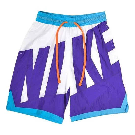Nike DRI-FIT Throwback Large logo Drawstring Shorts Blue White Bluewhite AT3165-100