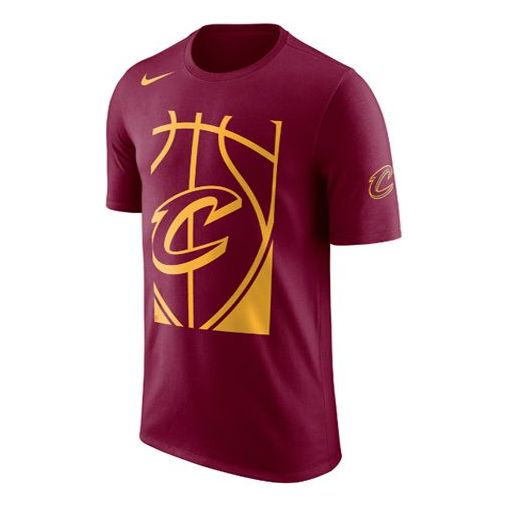 Nike 2018 NBA Cleveland Cavaliers Basketball Casual Short Sleeve Red Wine red AJ2440-677