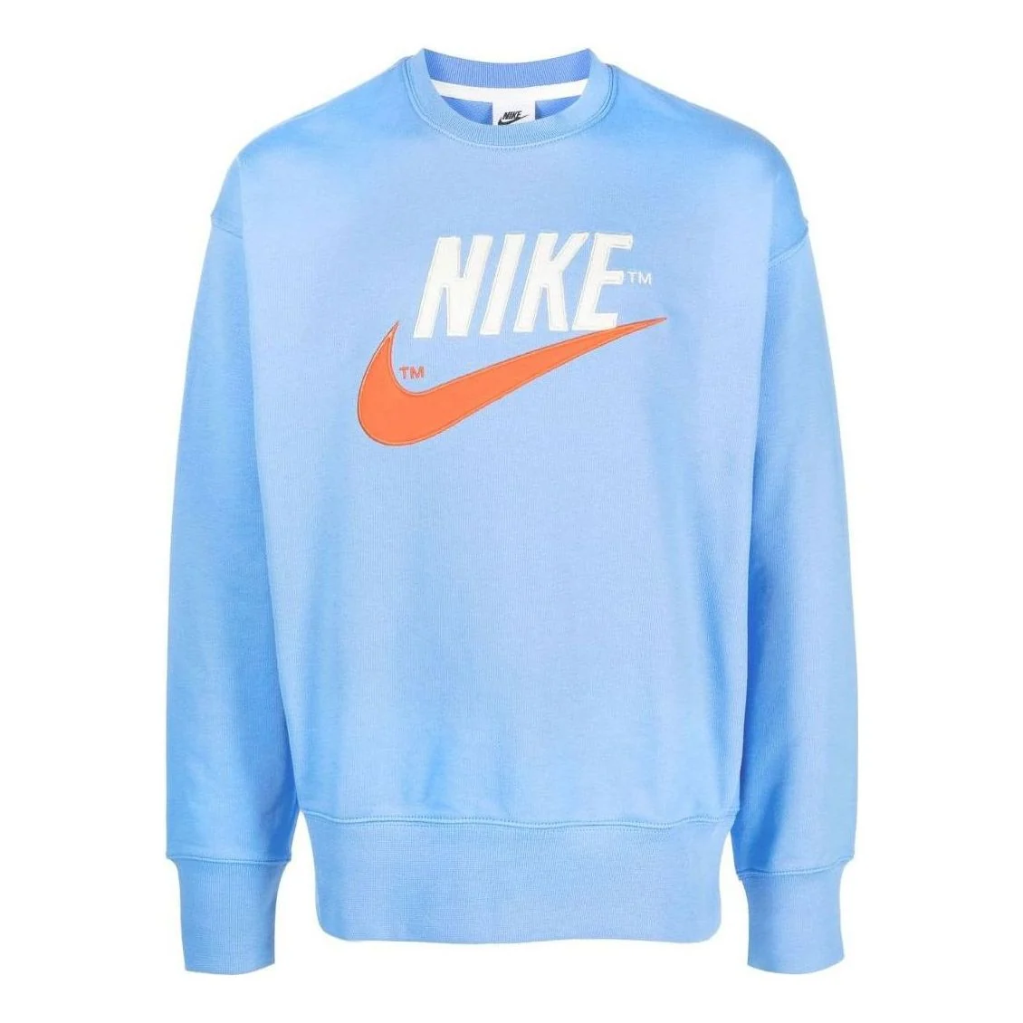 Men's Nike Swoosh Brand Large Logo Pattern Printing Round Neck Long Sleeves Sky Blue DO8891-412