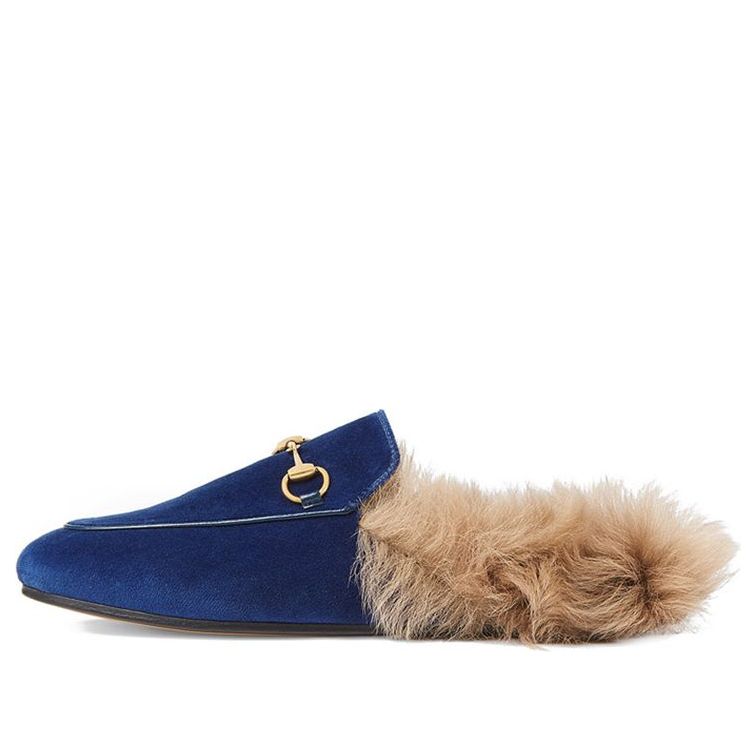 (WMNS) Gucci Princetown Velvet Fur Lined 'Cobalt Blue' 448657-K4D50-4572