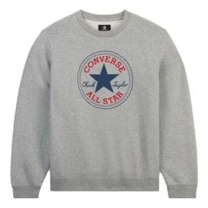 (WMNS) Converse Go-To Chuck Taylor All Star Patch Standard-Fit Fleece Crew Sweatshirt Asia Sizing 'Vintage Grey Heather' 10025472-A03