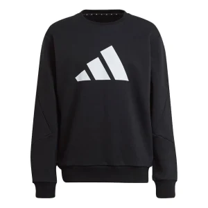 Men's adidas Fi Wtr Crew Large Logo Printing Sports Round Neck Pullover Black H46507