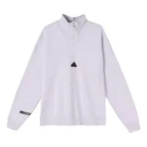 Men's adidas New 1/2-zip Solid Color Small Logo Half Zipper Pullover Stand Collar Long Sleeves Gray HN1942