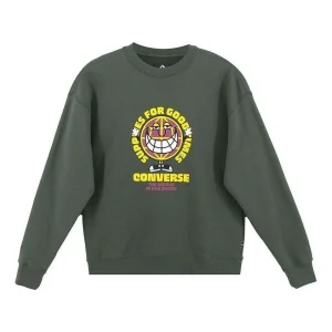 Converse GOOD TIMES Graphic Pullover Crew Sweatshirt Asia Sizing 'Olive Green' 10022318-A02